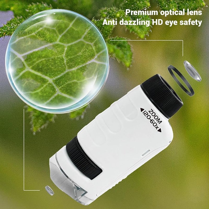 Kids Microscope 60x 120x Magnification Portable Handheld with LED Light for Children - Image 4